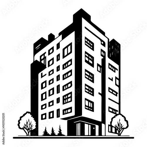 Striking architectural design showcases stark contrasts in urban landscape illustration