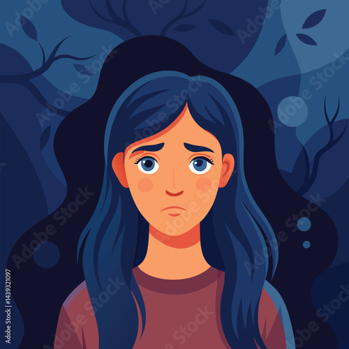 Anxious Girl In Need for a Helping Hand Vector Concept Illustration. Young teenage being vulnerable wanting care and comfort 