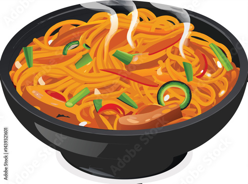Fresh, delicious chicken noodle soup in a healthy bowl is a tasty lunch meal