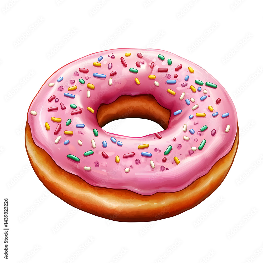 Delicious Pink Frosted Donut With Colorful Sprinkles On A Transparent Background Delicious Pink Frosted Donut With Colorful Sprinkles On A Transparent Background
