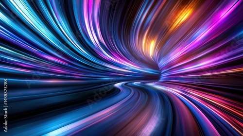 Abstract vibrant speed tunnel, swirling colors