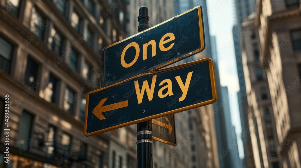 Fototapeta premium Urban directional sign, one way street