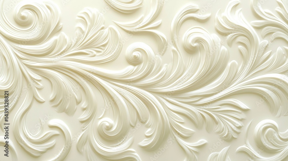 Elegant white floral relief pattern with intricate design and smooth texture, perfect for backgrounds and decorative artwork Elegant white floral relief pattern with intricate design and smooth texture, perfect for backgrounds and decorative artwork