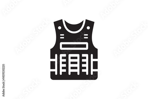 simple and unobtrusive Army safety vest vector silhouette illustration isolated in white background