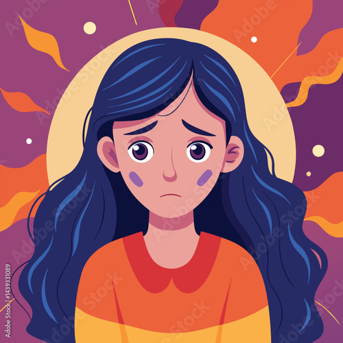 Anxious Girl In Need for a Helping Hand Vector Concept Illustration. Young teenage being vulnerable wanting care and comfort 