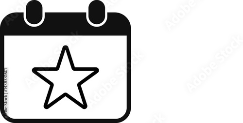 calendar event icon. Work schedule symbol. Calendar with star icons
