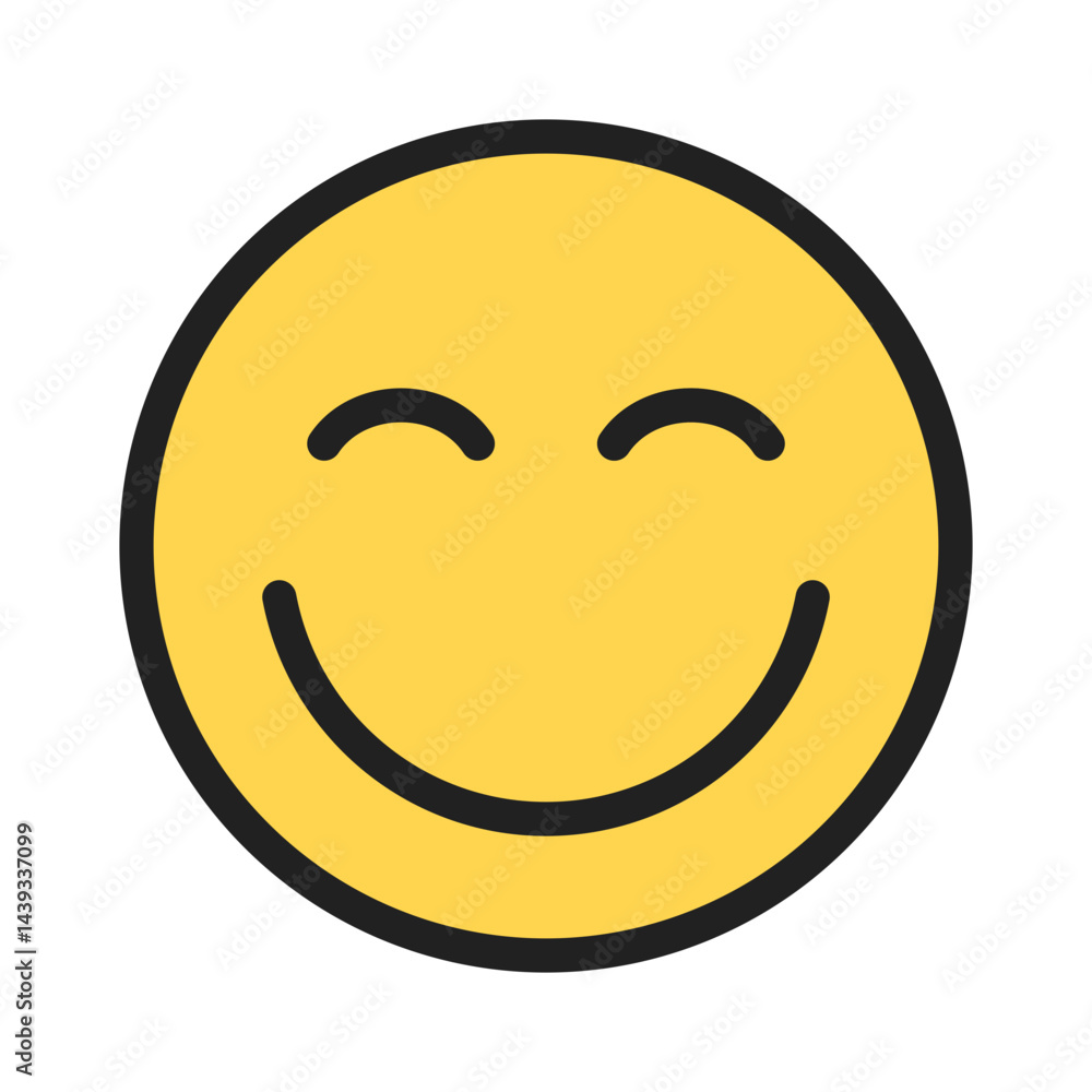 Fototapeta premium Simple smiling happy face icon 