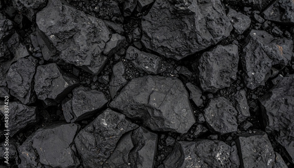 Jagged obsidian rocks form a dark, textured landscape evoking a volcanic or prehistoric mood. Jagged obsidian rocks form a dark, textured landscape evoking a volcanic or prehistoric mood.