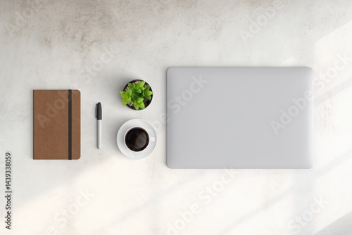 Obraz na płótnie Modern workspace with copy space on white color background. Top view with copy space. Flat lay style. Minimal blank mockup. w salonie