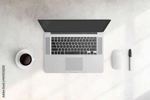 Obraz na płótnie Modern workspace with copy space on white color background. Top view with copy space. Flat lay style. Minimal blank mockup. w salonie