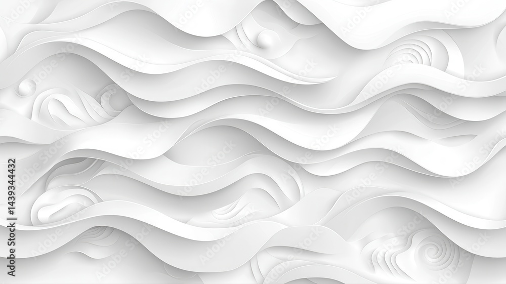 Fototapeta premium Abstract White Paper Waves Background Texture abstract background white paper wave texture pattern