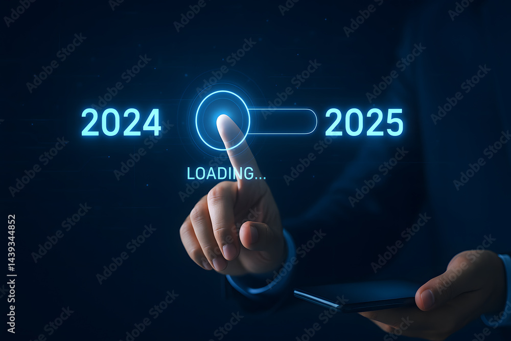 Naklejka premium 2024 to 2025 Transition Futuristic Loading Concept
