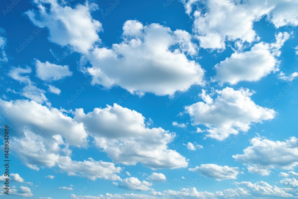 Naklejka premium Bright azure sky adorned with soft clouds for tranquil nature scenes and peaceful backgrounds