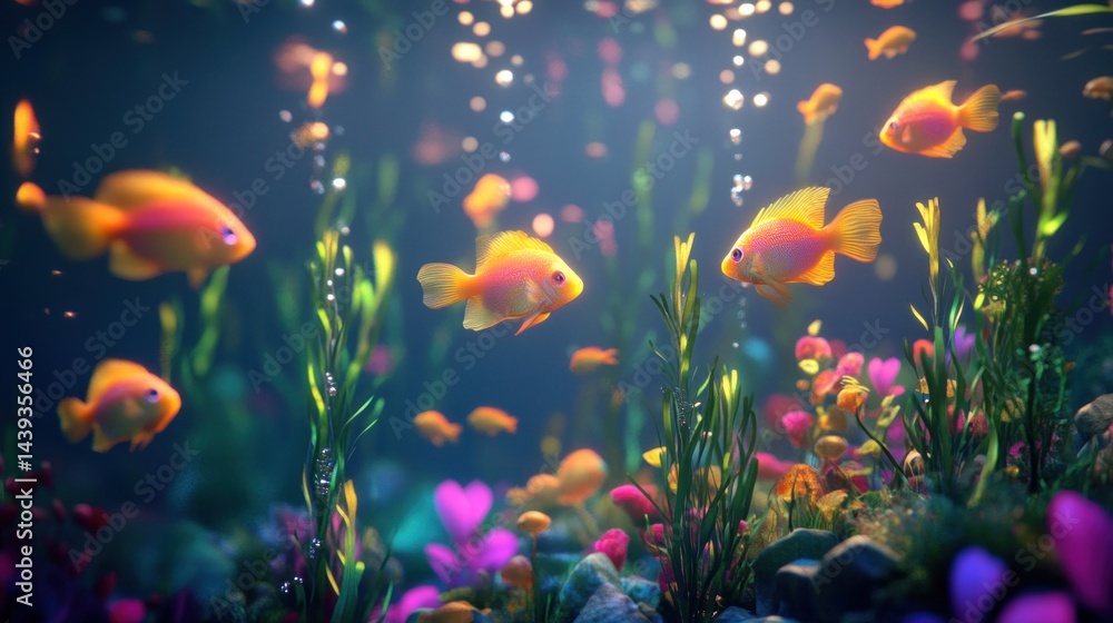 Colorful fish swim vibrant underwater scene Colorful fish swim vibrant underwater scene