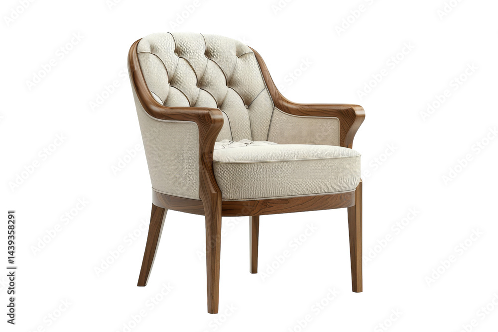 Blending Tradition and Modernity: Wooden Frame Visitor Chair Isolated On White Background. Blending Tradition and Modernity: Wooden Frame Visitor Chair Isolated On White Background.