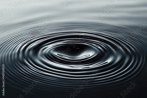 Abstract black and white water ripple texture, top view. Realistic water waves with sunlight reflection on the surface of the pool or river. Water pattern for a design background.