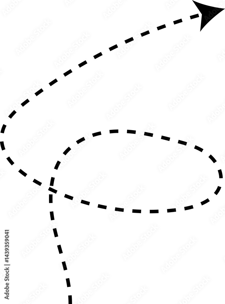 Curve arrow icon. Curved dotted arrow. Zigzag arrow stripes with dotted lines. Curve arrow icon. Curved dotted arrow. Zigzag arrow stripes with dotted lines.