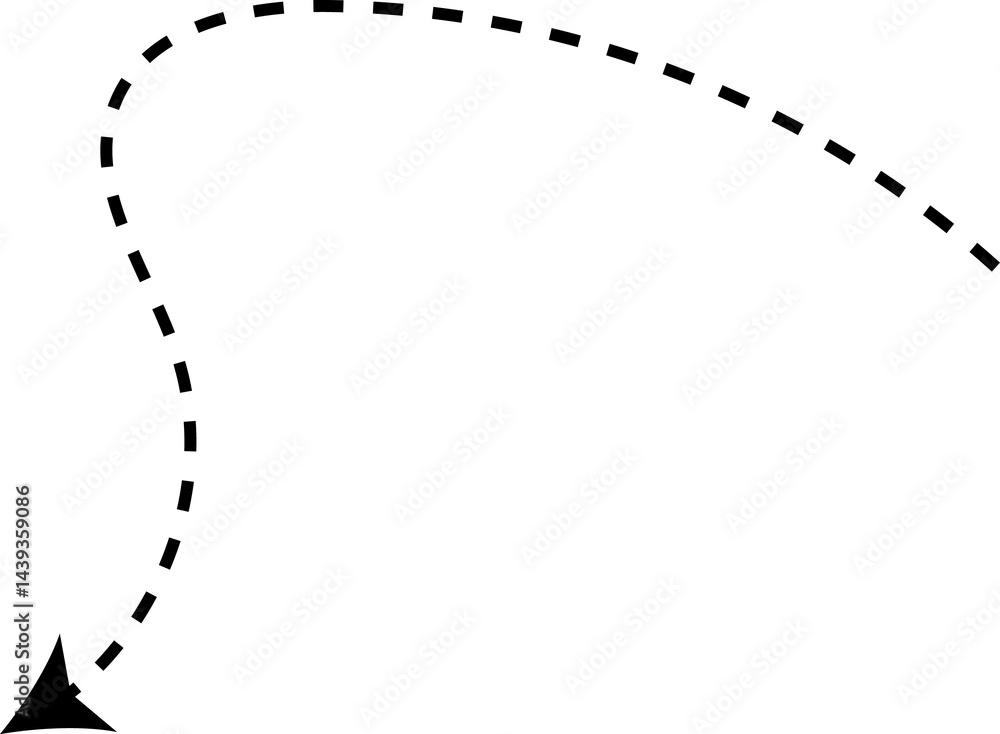Curve arrow icon. Curved dotted arrow. Zigzag arrow stripes with dotted lines. Curve arrow icon. Curved dotted arrow. Zigzag arrow stripes with dotted lines.