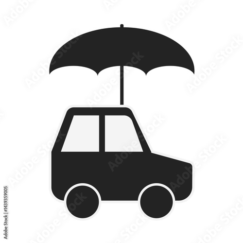 Isolated illustration silhouette umbrella and car for education keep car in shade place and for car insurance icon
