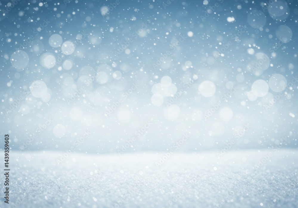 Serene winter wonderland backdrop with falling snow and bokeh lights Serene winter wonderland backdrop with falling snow and bokeh lights