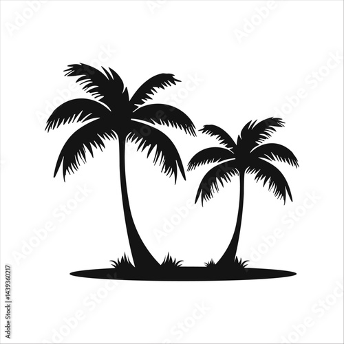 Coconut palm trees silhouettes