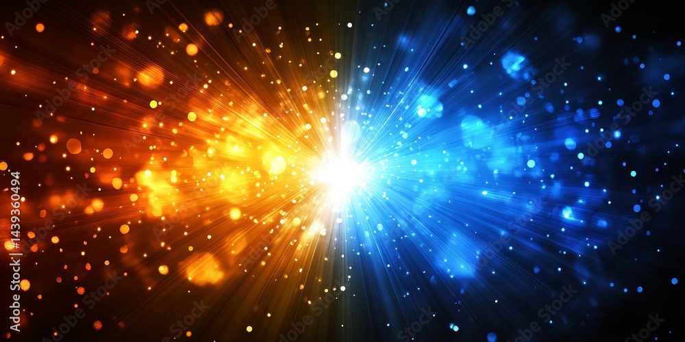 Cosmic Collision A Dynamic Encounter of Fiery Orange and Icy Blue Energies Cosmic Collision A Dynamic Encounter of Fiery Orange and Icy Blue Energies