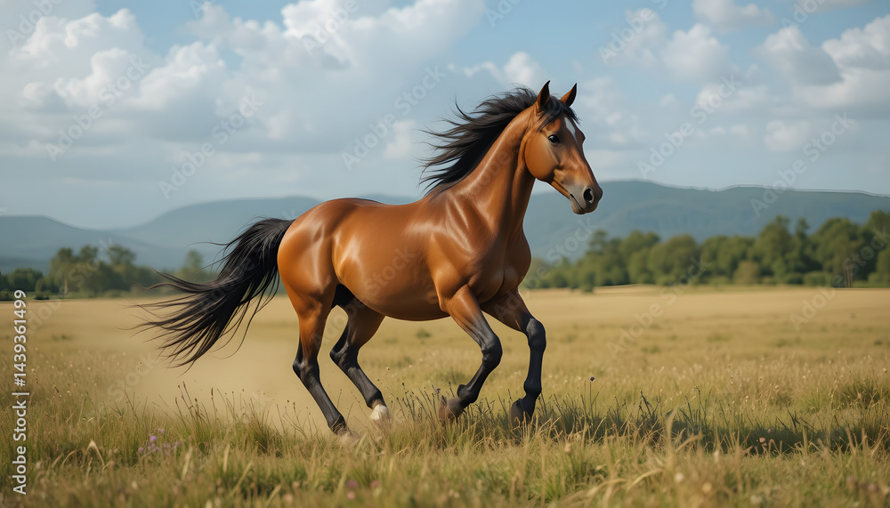 Galloping Horse Under a Bright Sky
Galloping Horse Under a Bright Sky