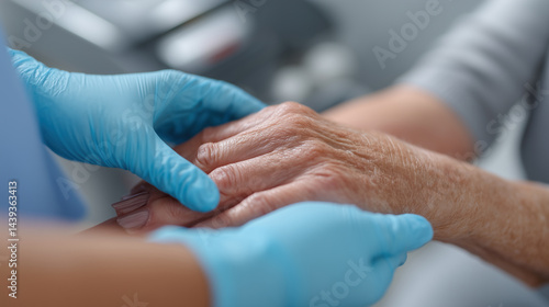Wallpaper Mural Healthcare provider examining elderly patient's hand carefully Torontodigital.ca