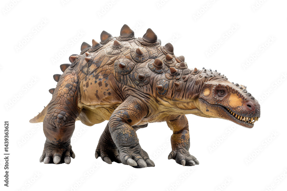 Obraz premium Ankylosaurus: The Tank of the Cretaceous Isolated On White Background.