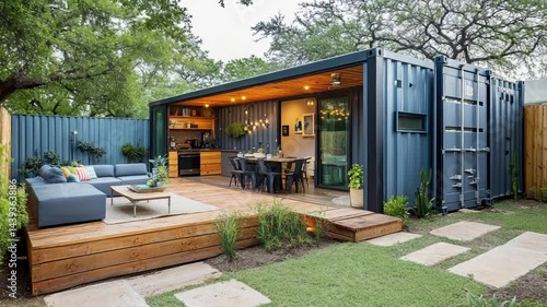 Modern Shipping Container Home Design: Backyard Oasis