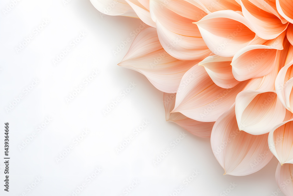 Pink dahlia petals on background. Delicate powdery pink background with copy space