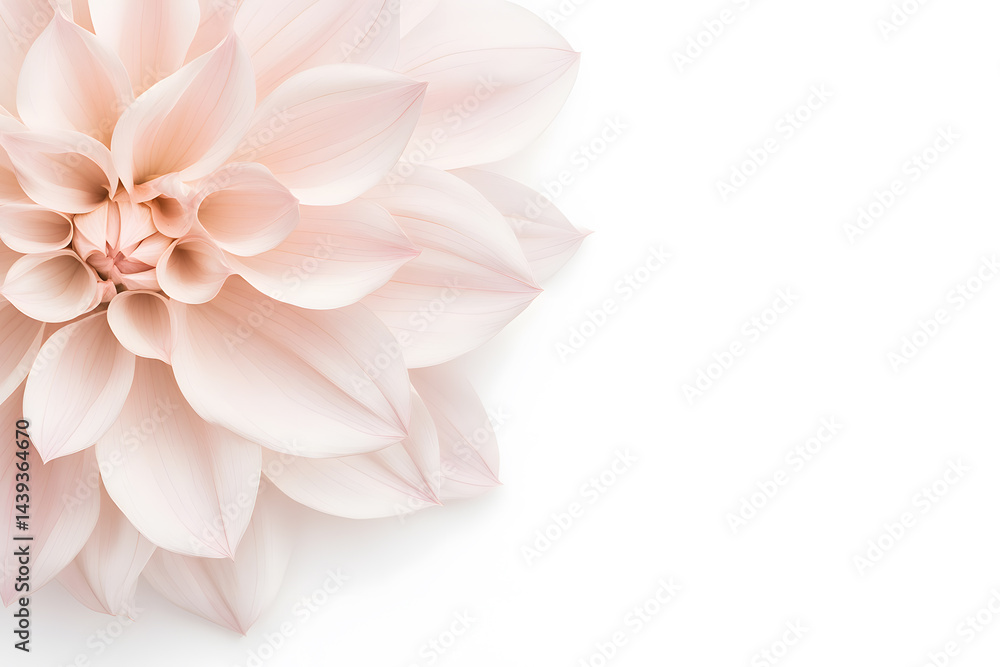 Pink dahlia petals on background. Delicate powdery pink background with copy space