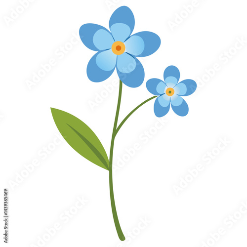 forget-me-not flowers simple cartoon illustration no background vector file.
