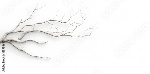 Obraz na płótnie A bare, gnarled branch isolated on white background w salonie