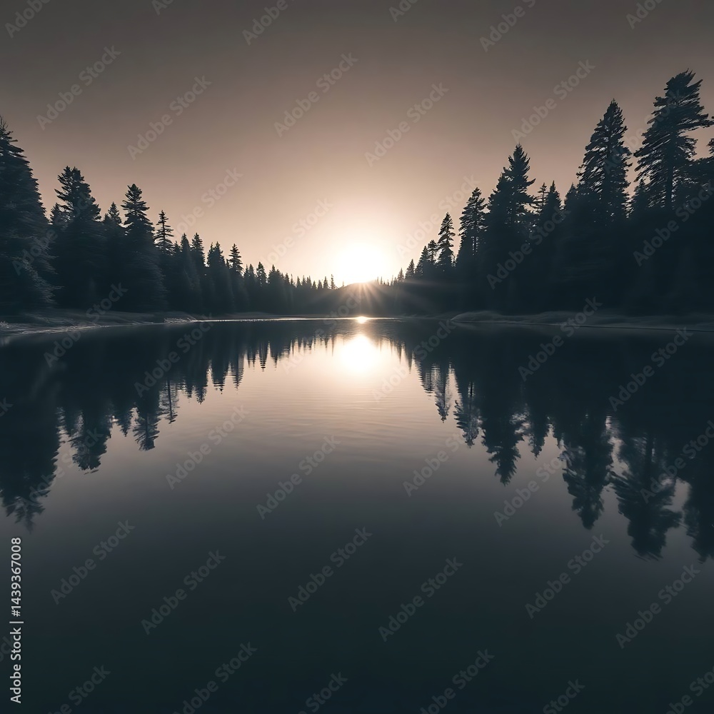 Fototapeta premium Serenity Over Turquoise Lake in Mountain Forest