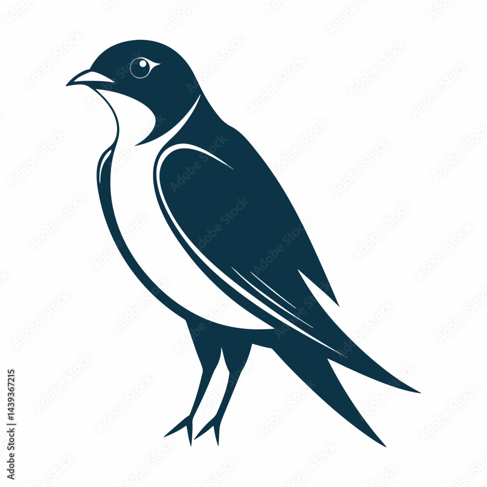 Obraz premium Tree swallow vector art, silhouette, and illustration.