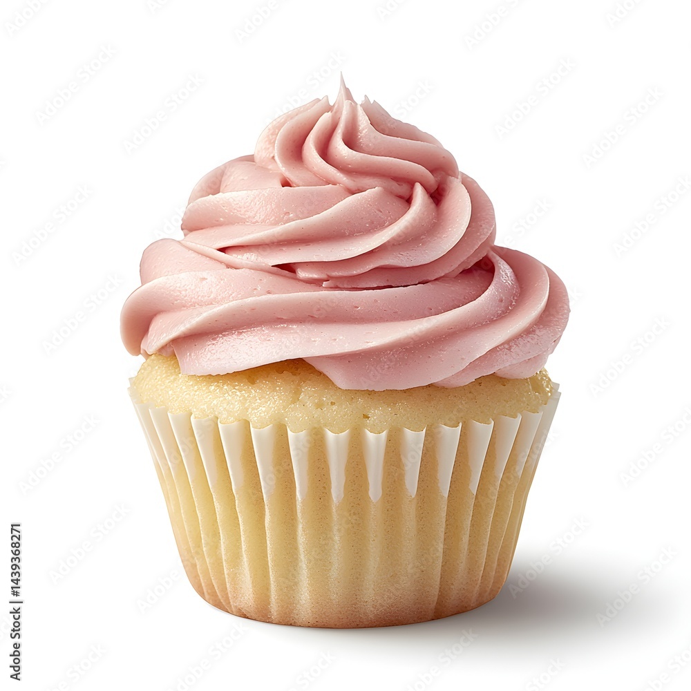 Photo of a Vanilla Cupcake with Pink Frosting Photo of a Vanilla Cupcake with Pink Frosting