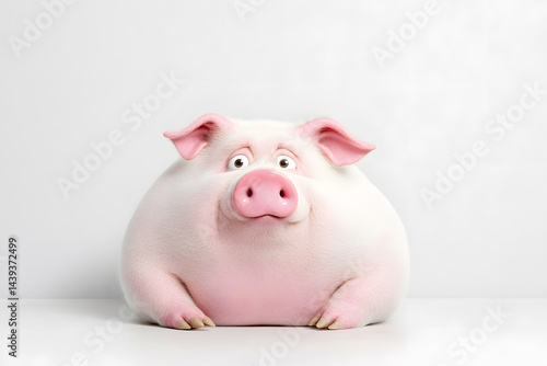 Obraz na płótnie Cute pig isolated on white background w salonie