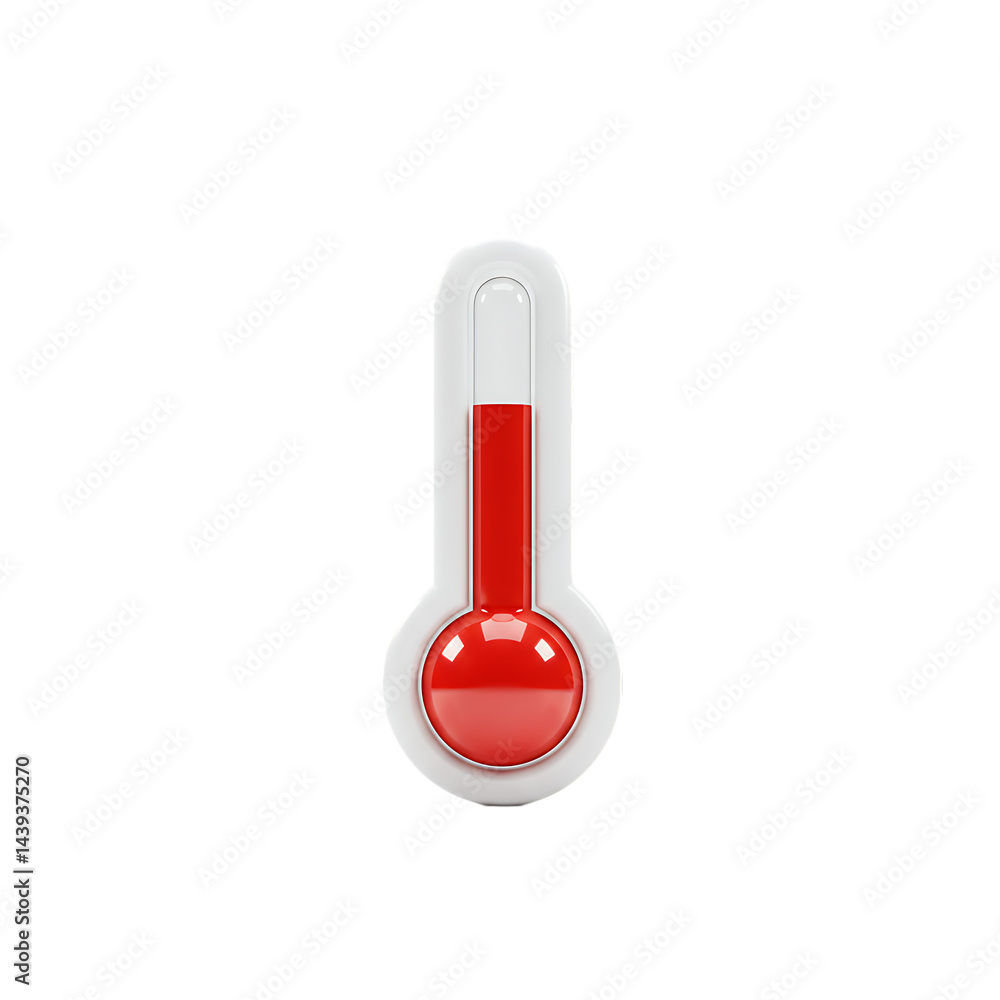 High Temperature Thermometer Reading: Red Hot Weather Icon High Temperature Thermometer Reading: Red Hot Weather Icon