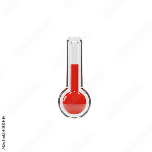 A Red Thermometer Shows High Temperature