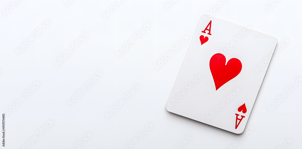Ace red playing card against a white background isolated Ace red playing card against a white background isolated
