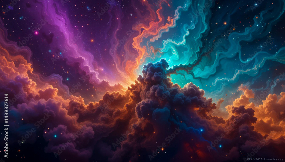 Naklejka premium Colorful space nebula with stars