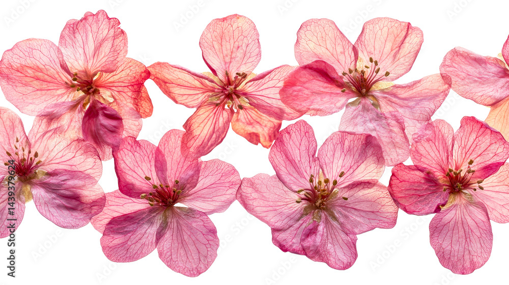 Blossom flowers row, transparent background, cut out transparent Blossom flowers row, transparent background, cut out transparent