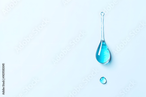 Obraz na płótnie Realistic Drop droplet of water isolated on blue background w salonie