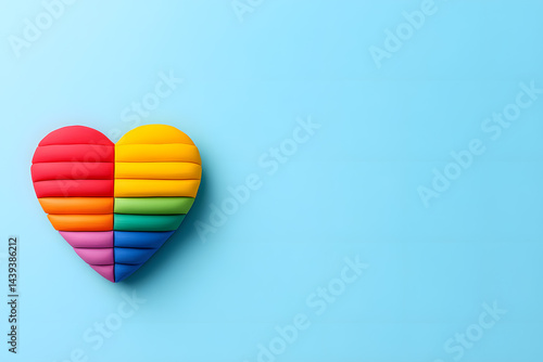 Obraz na płótnie LGBT Pride Month in June 2025. Rainbow heart - Symbol of Pride Month w salonie