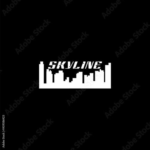 City skyline word icon isolated on black background