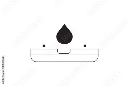 Minimalist one line drawing of waterproof surface icon with droplet and arrows line art