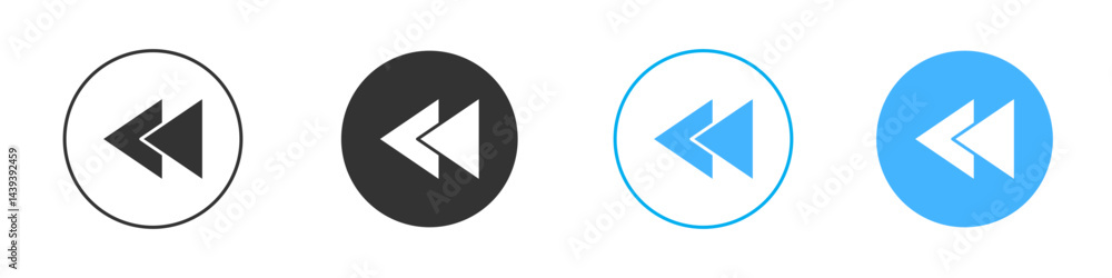 Rewind button icon Vector Graphic set Rewind button icon Vector Graphic set