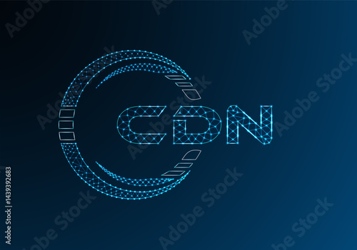CDN low poly letter logo vector design. CDN lower poly logo design.