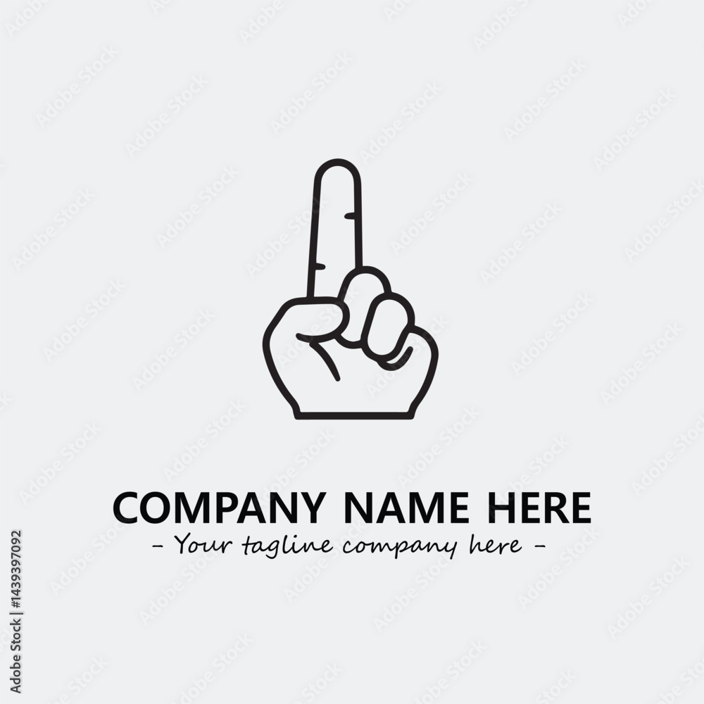 Finger illustration black and white for logo company vector image Finger illustration black and white for logo company vector image